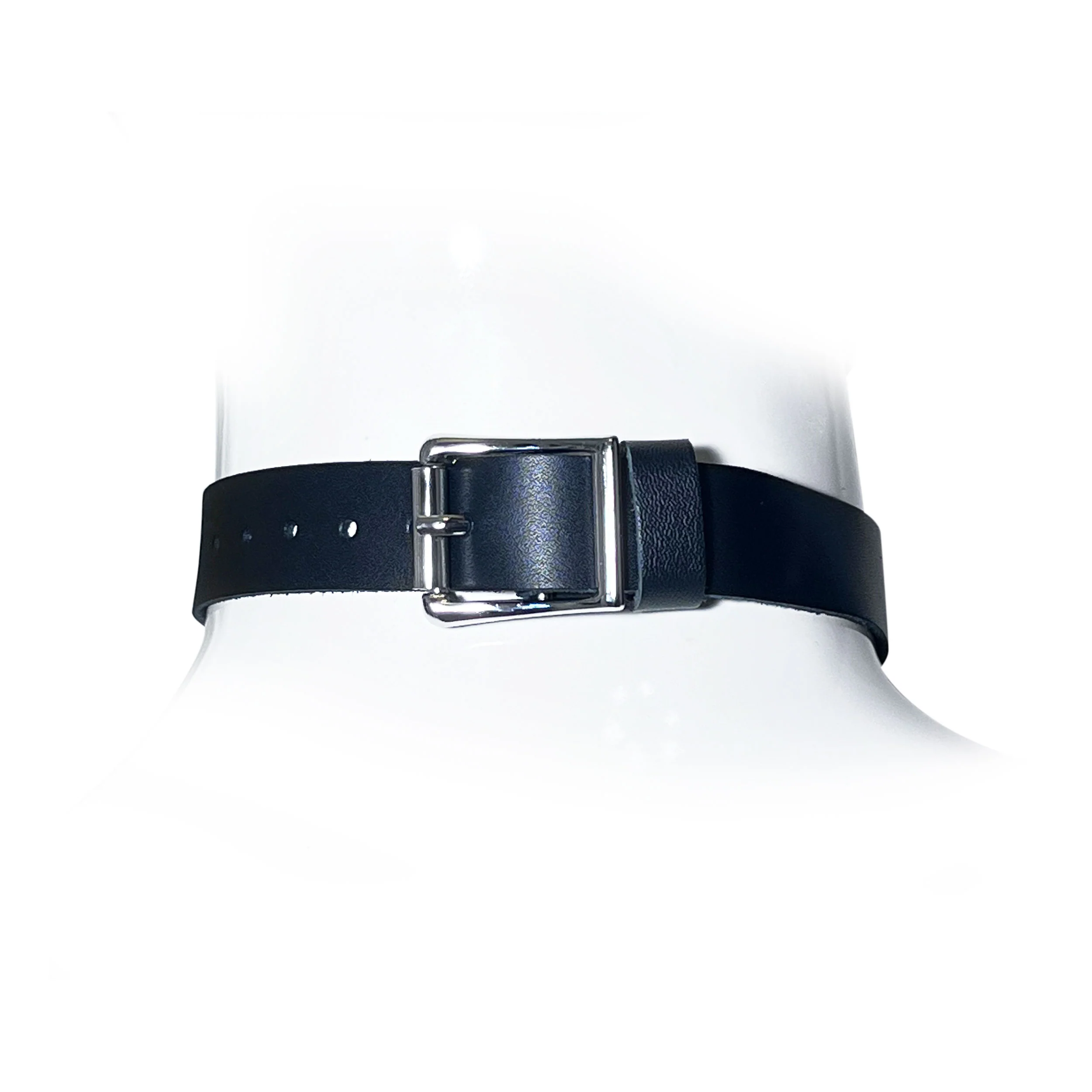 Black Leather Adjustable Collar with Decorative Chains by Fetish Pleasure Play