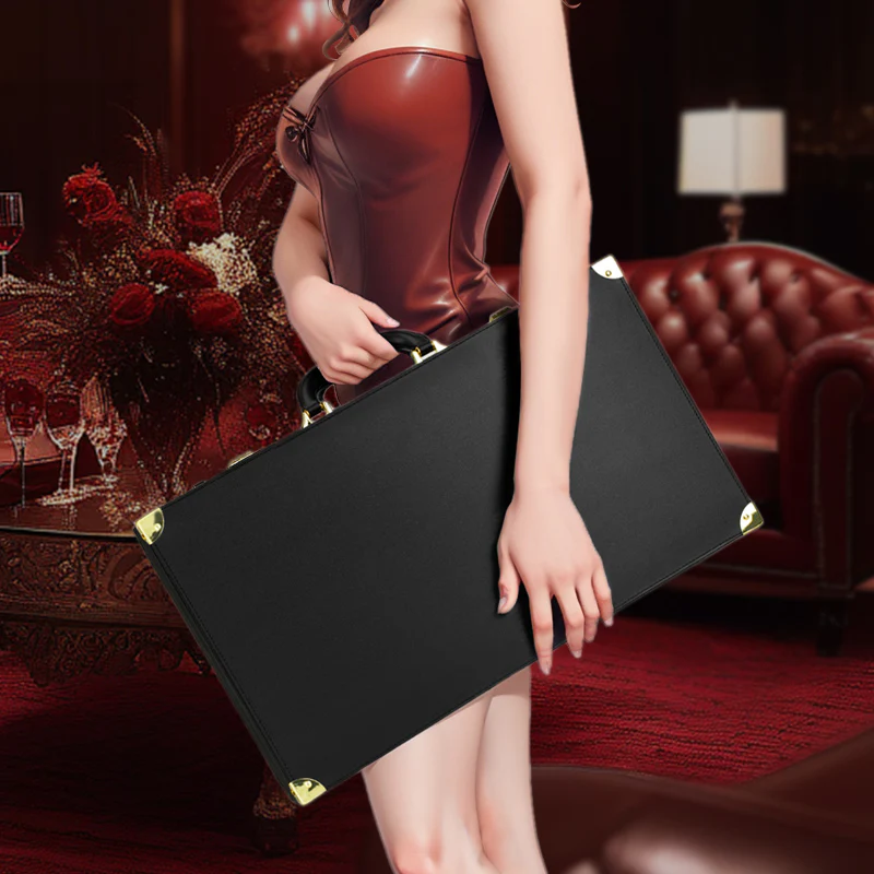 Black Leather Executive Case Bondage Set by Fetish Pleasure Play