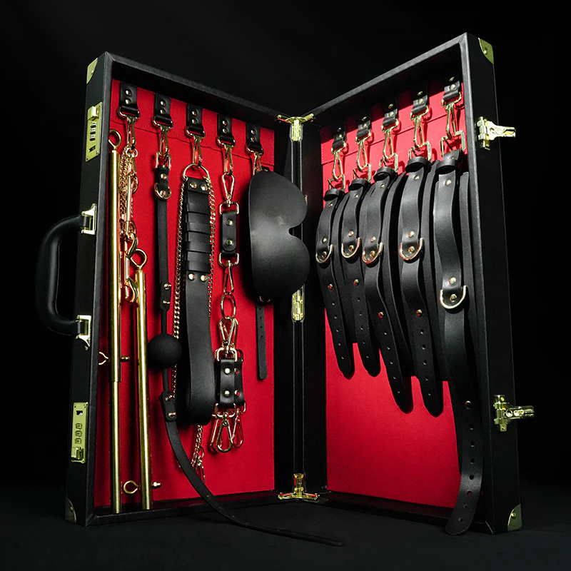 Black Leather Executive Case Bondage Set by Fetish Pleasure Play