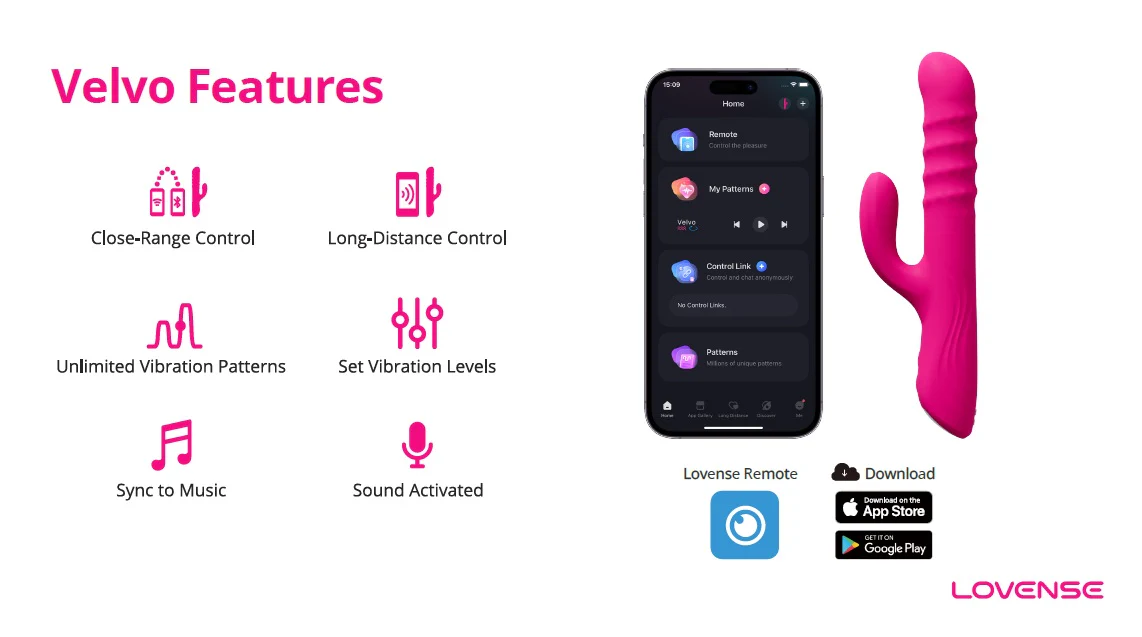 Lovense Velvo Rolling Bead Rabbit Vibrator with Dual Control & App Sync