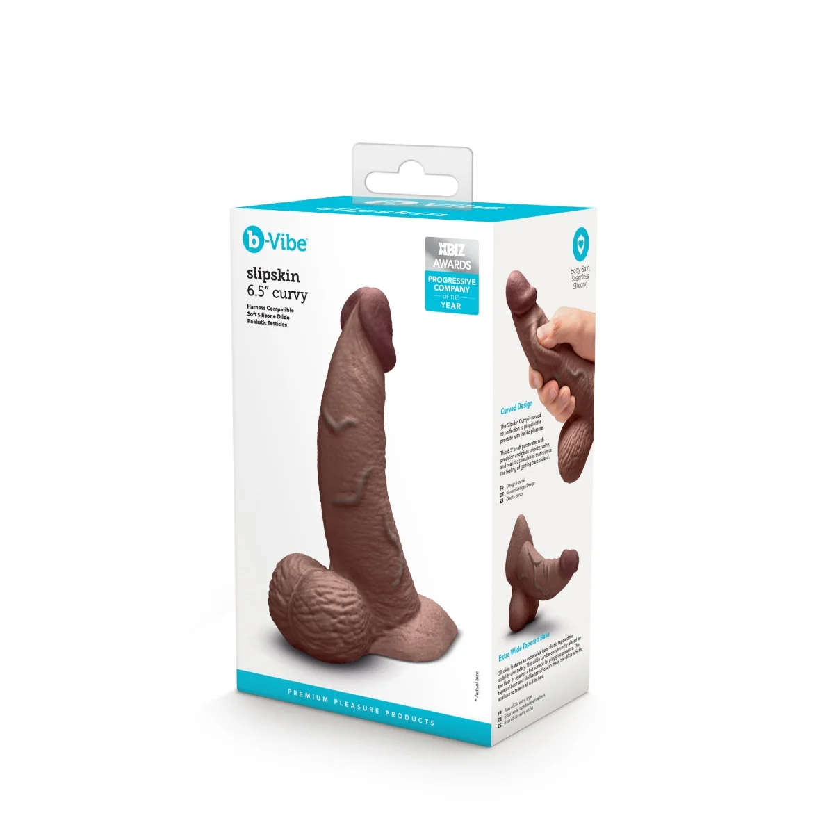 37-b-vibe-slipskin-6.5-realistic-silicone-dildo-in-curvy-brown-7.webp b-Vibe SlipSkin 6.5" Realistic Silicone Dildo in Curvy Brown