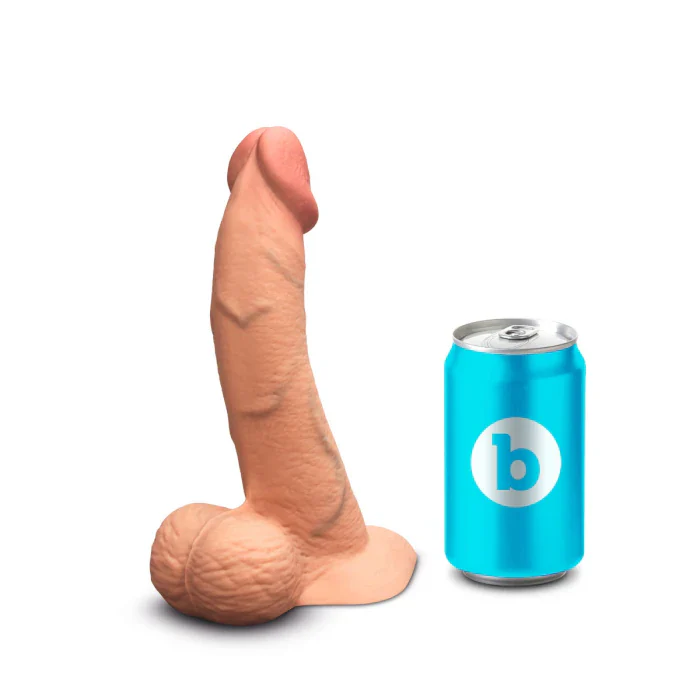 b-Vibe SlipSkin 8" Silicone Curvy Dildo in Mocha