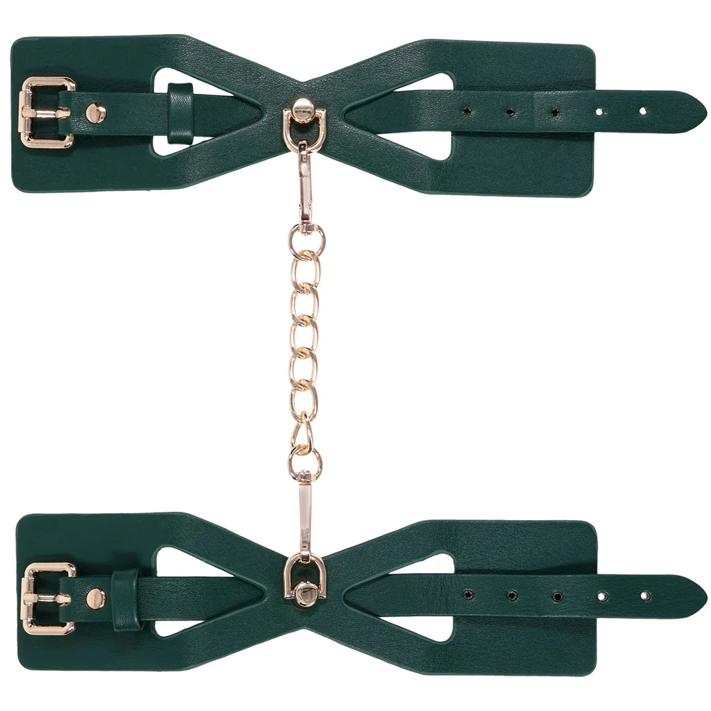 Sex & Mischief Indica Cutout Handcuffs in Emerald Green
