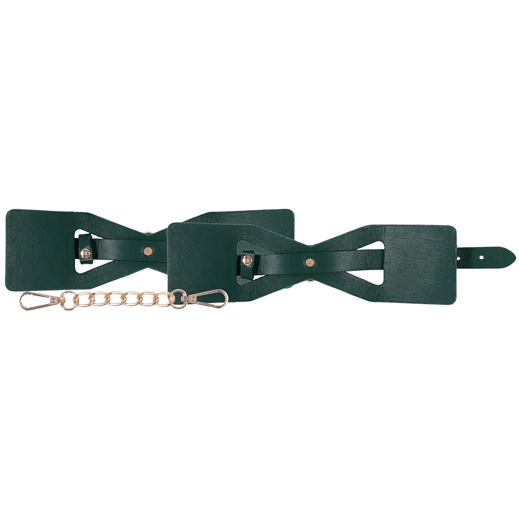 Sex & Mischief Indica Cutout Handcuffs in Emerald Green