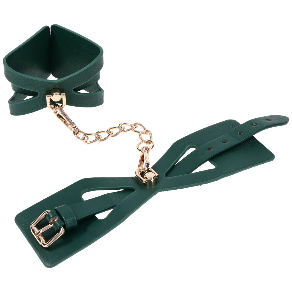 Sex & Mischief Indica Cutout Handcuffs in Emerald Green