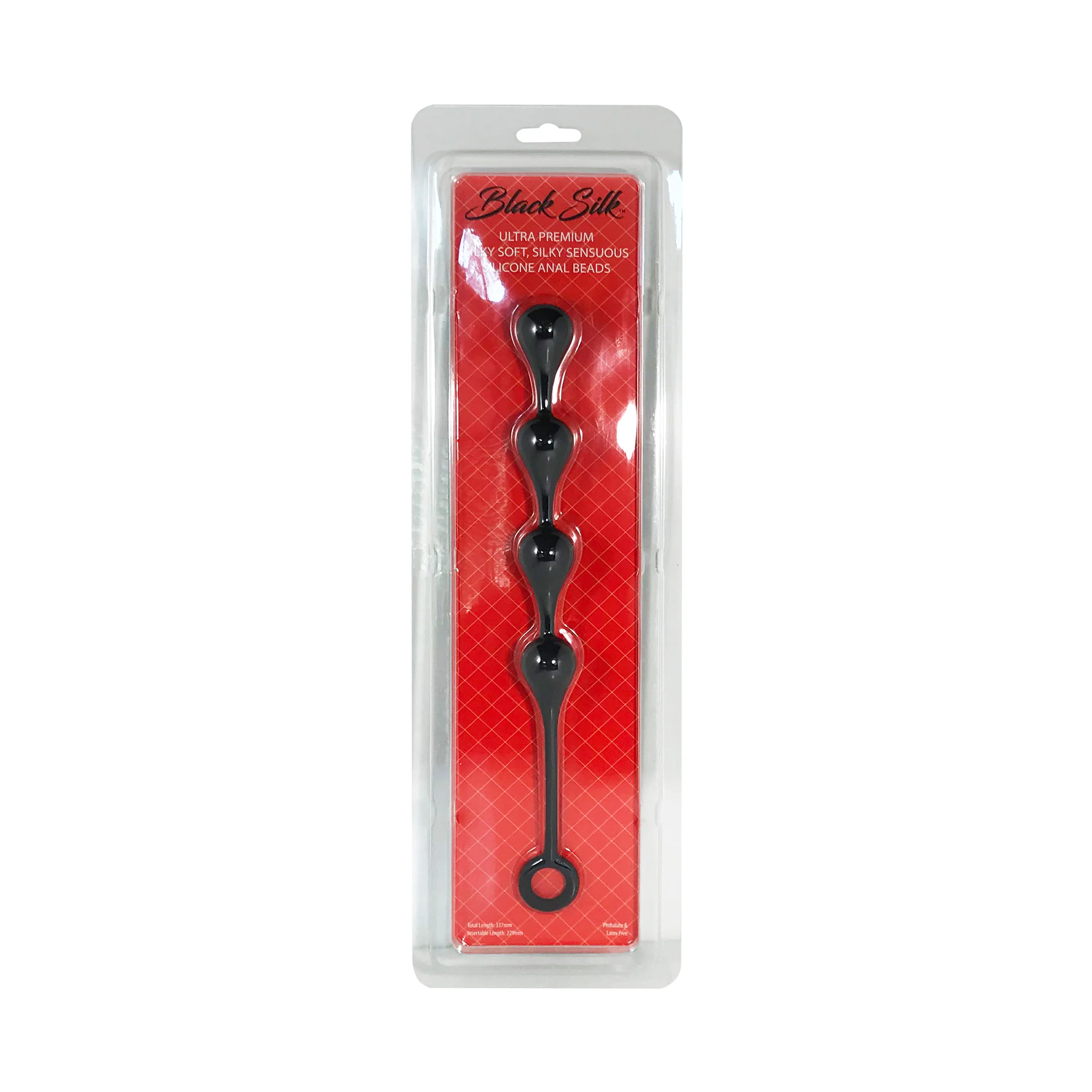 Black Silk Medium 4 Teardrop Anal Beads