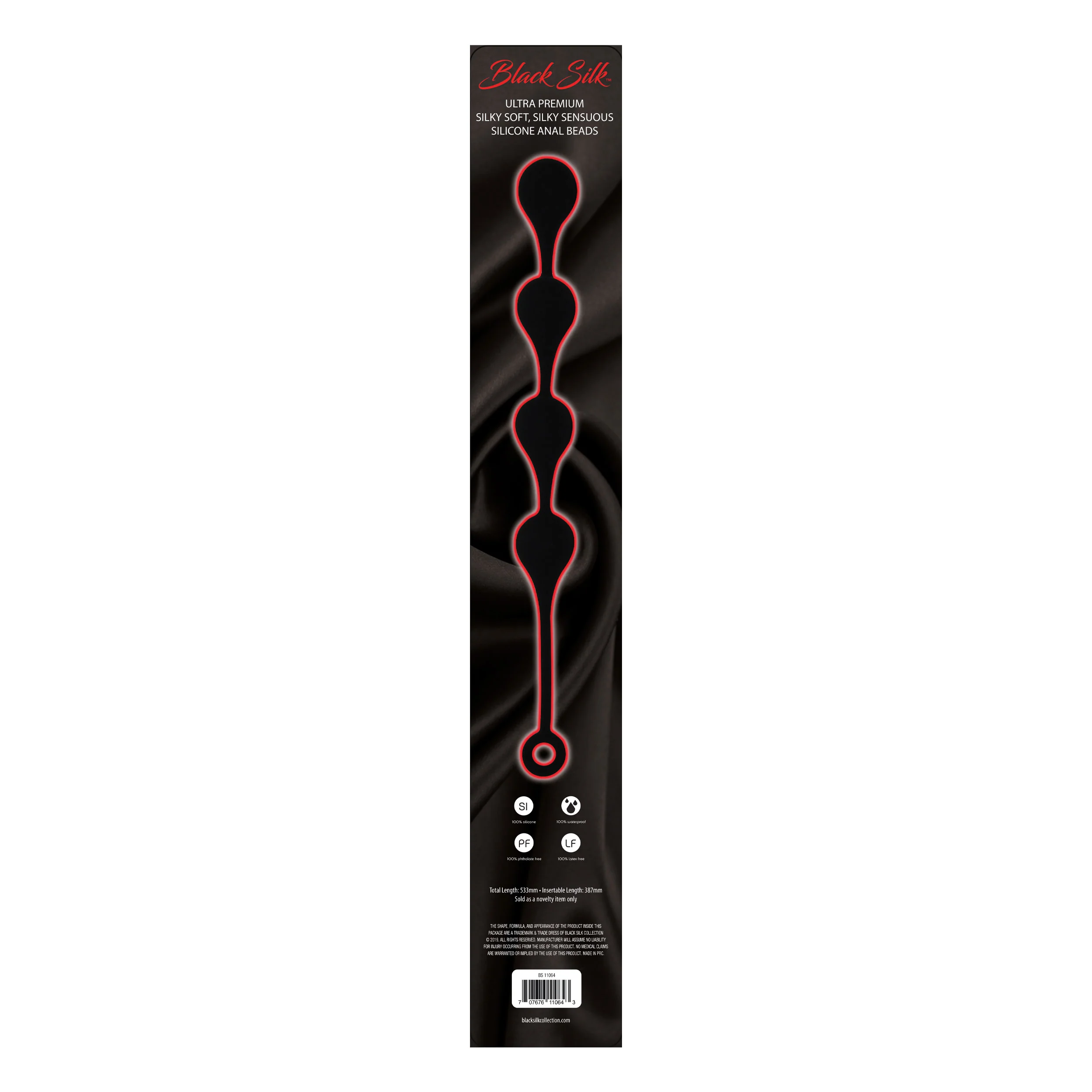 Black Silk XL 4 Teardrop Anal Beads