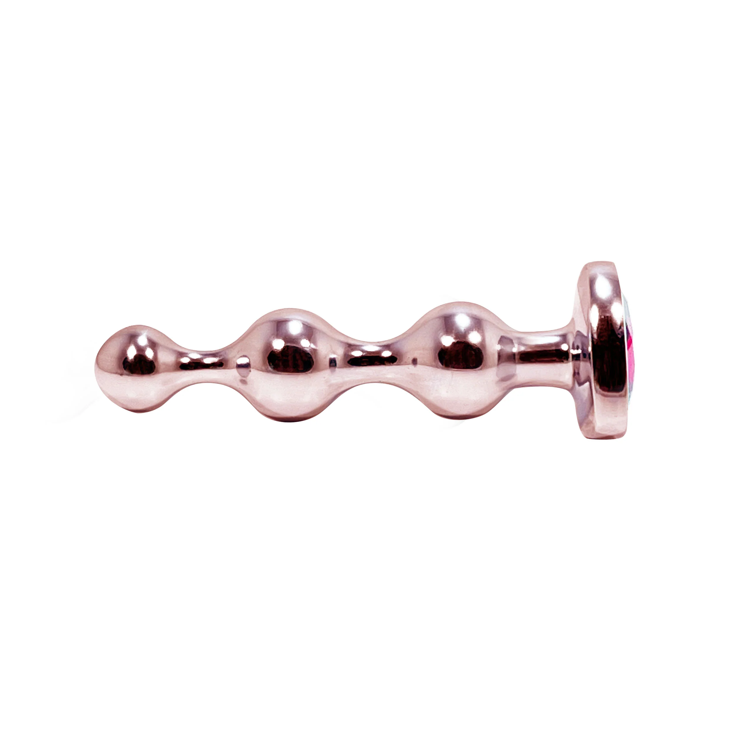 Rose Gold Jeweled Beaded Small Butt Plug by Fetish Pleasure Play in Pink