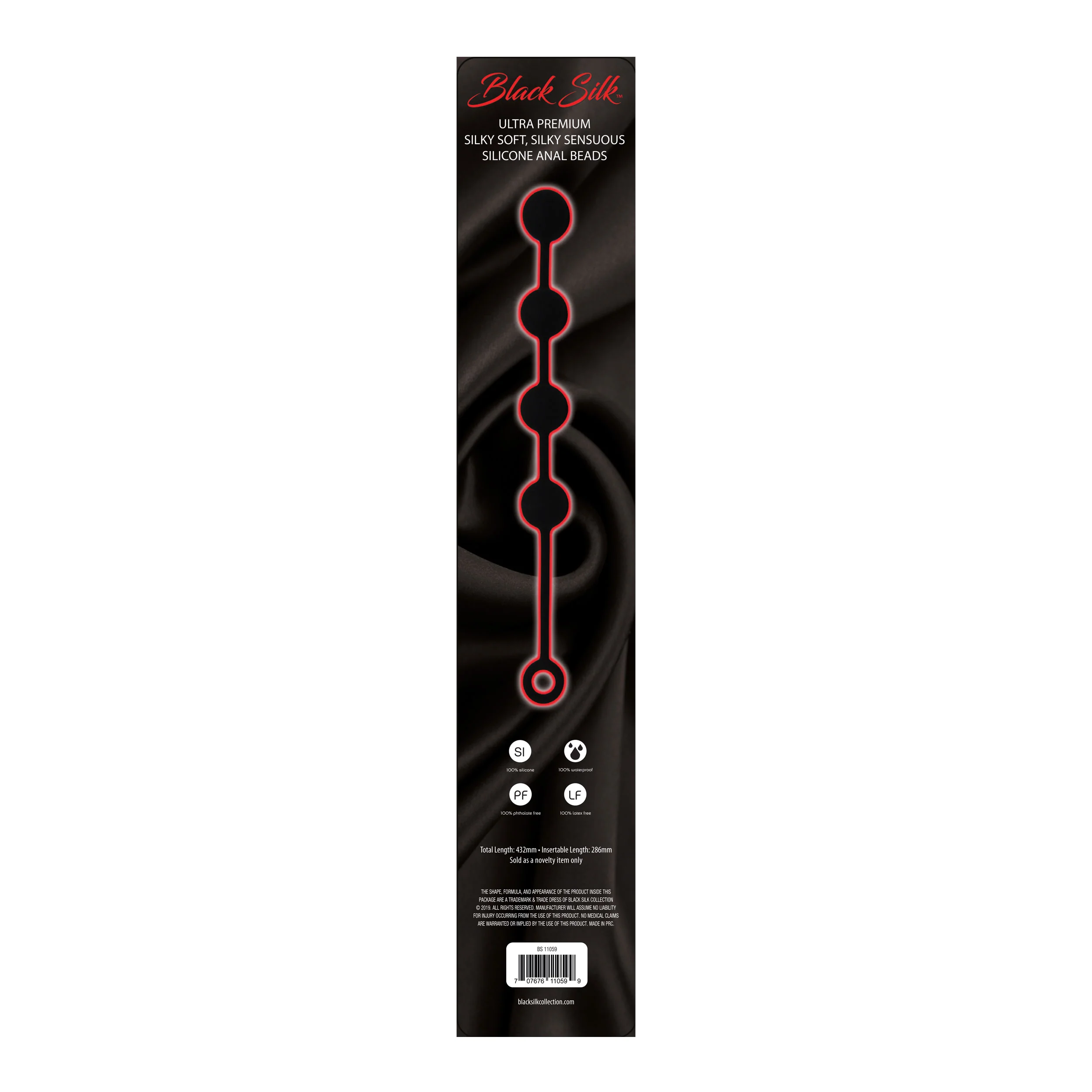 Black Silk Large 4 Anal Beads