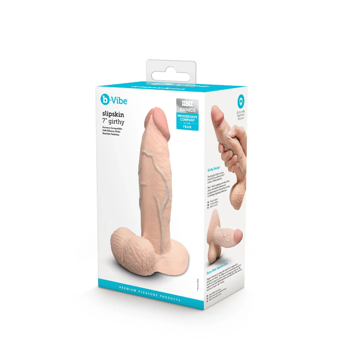 b-Vibe SlipSkin 7" Realistic Silicone Dildo in Girthy Cream