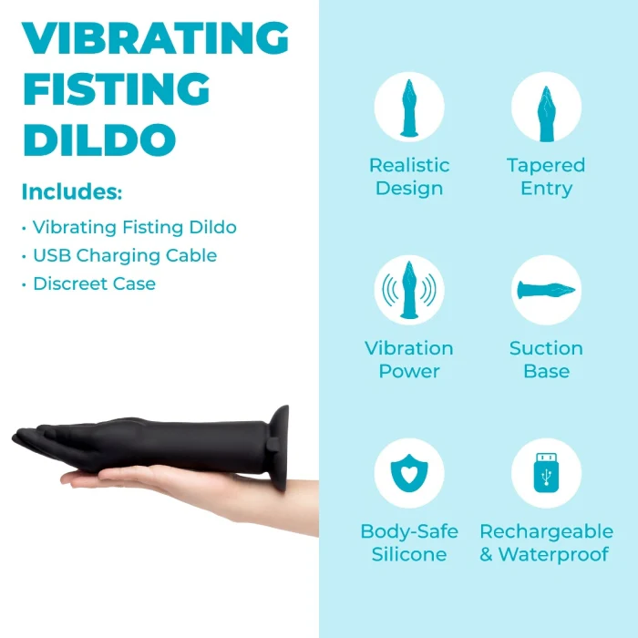 b-Vibe 10.5 Inch Vibrating Silicone Hand Fisting Dildo with Suction Base