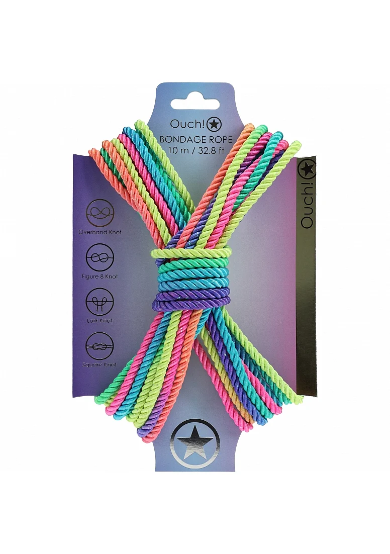 Silky Bright Multicolored Bondage Rope - 10 Meters