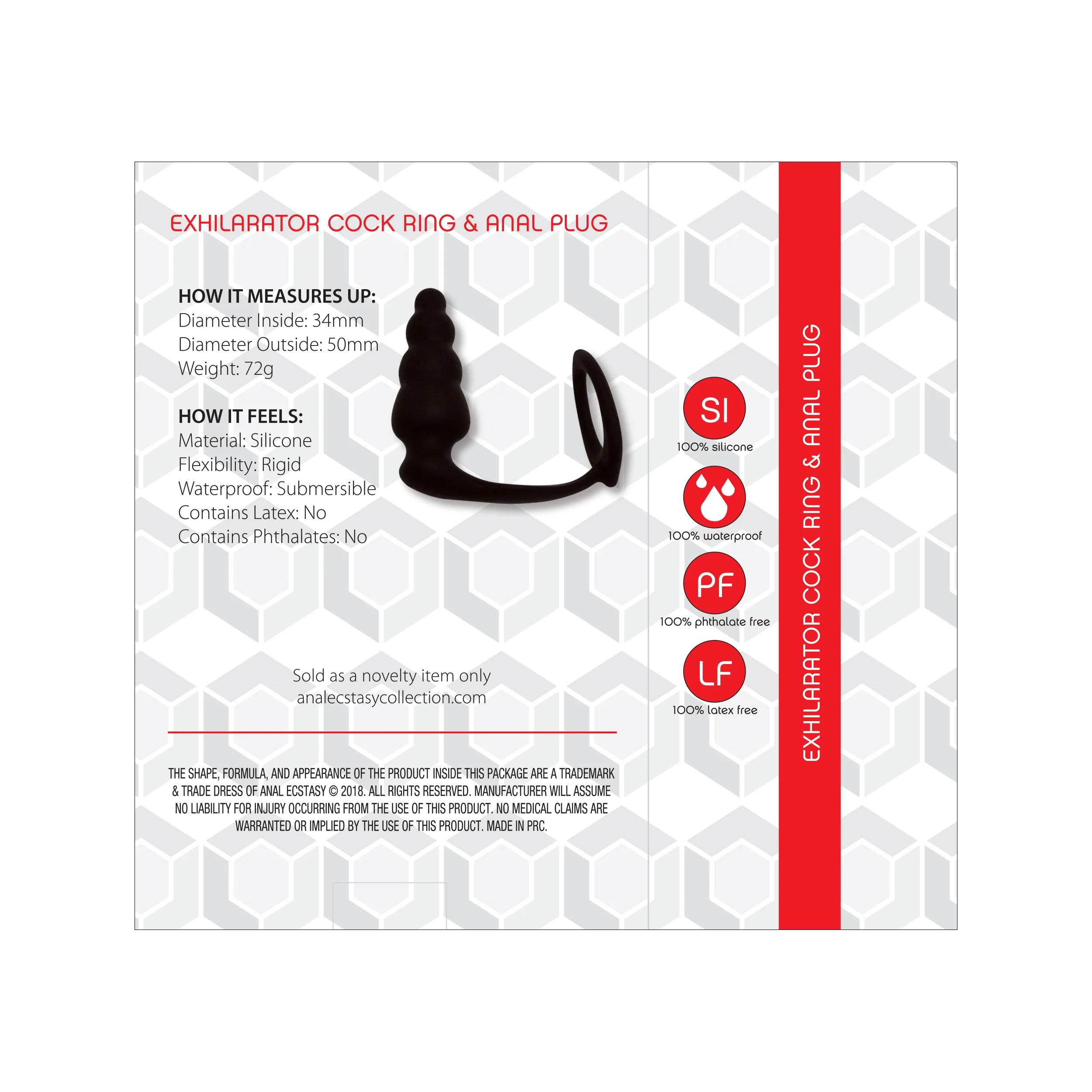 Anal Ecstasy Exhilarator Cock Ring & Anal Plug