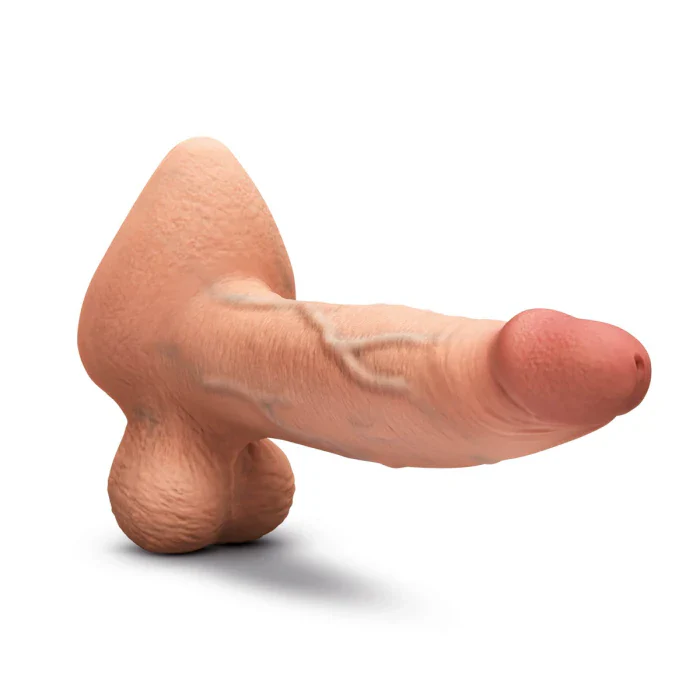 b-Vibe SlipSkin 9" Silicone Girthy Dildo in Mocha