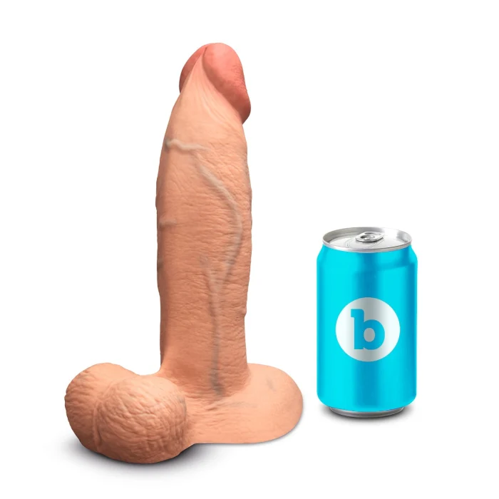 b-Vibe SlipSkin 9" Silicone Girthy Dildo in Mocha
