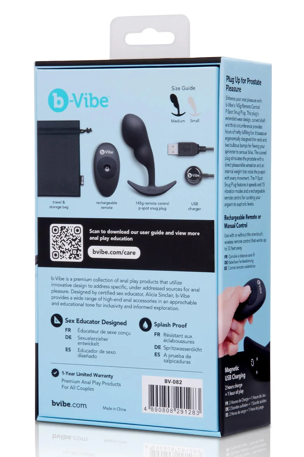 b-Vibe Remote Control P-Spot Snug Plug in Black