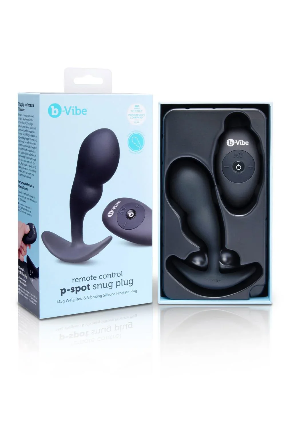 b-Vibe Remote Control P-Spot Snug Plug in Black