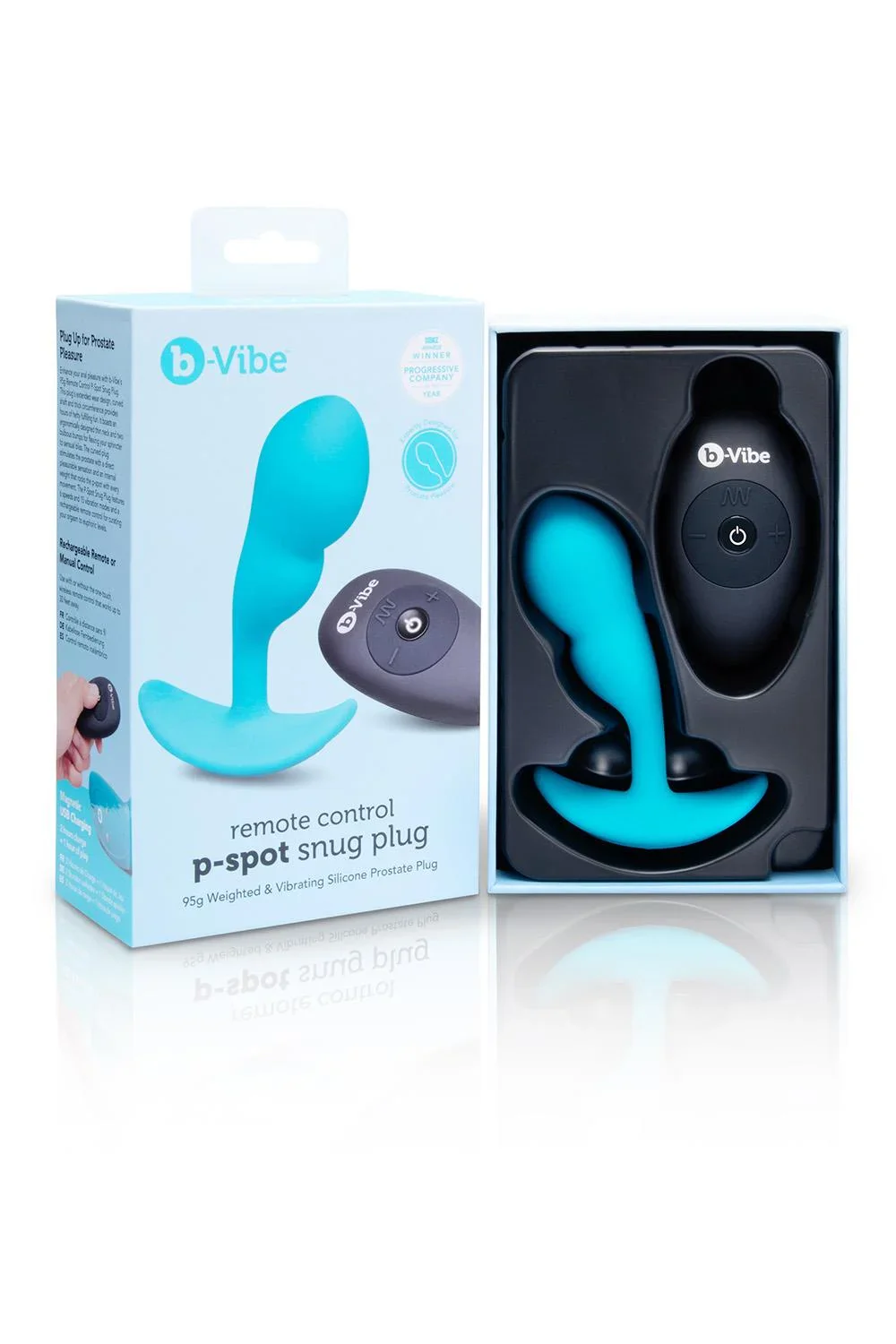 b-Vibe Remote Control P-Spot Snug Plug in Blue