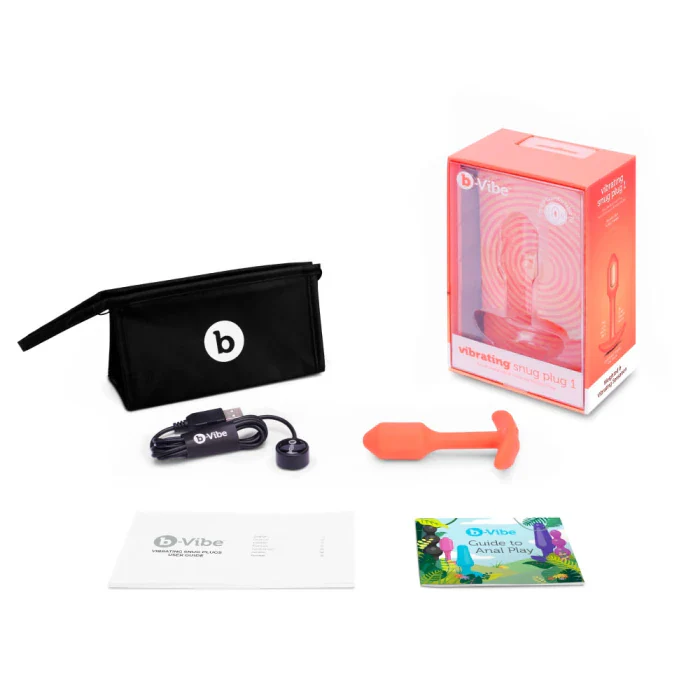 b-Vibe Snug Plug 1 Weighted and Vibrating Silicone Butt Plug - Orange
