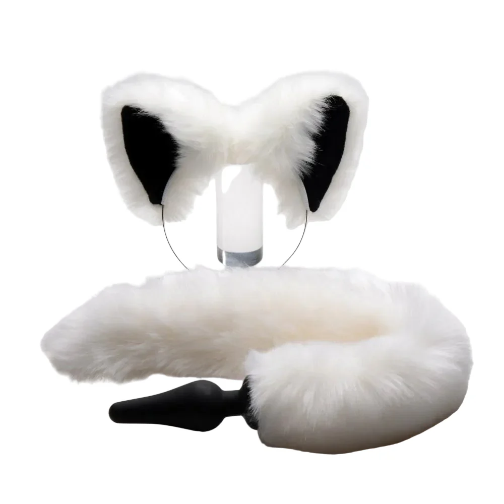 White Fox Tail Anal Plug and Ears Set