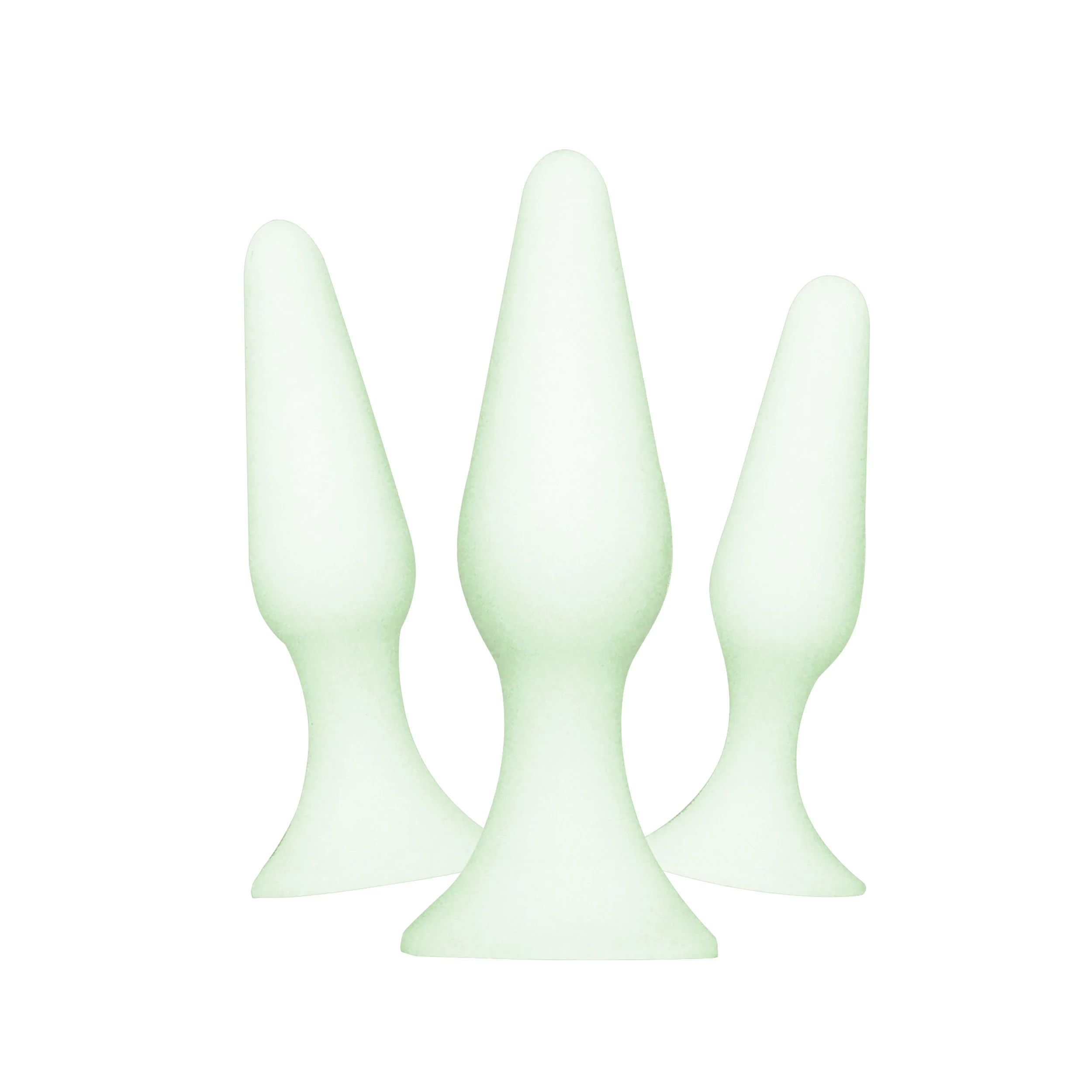 PRETTY PLEASURES SILICONE GLOW IN THE DARK ANAL PLUG SET