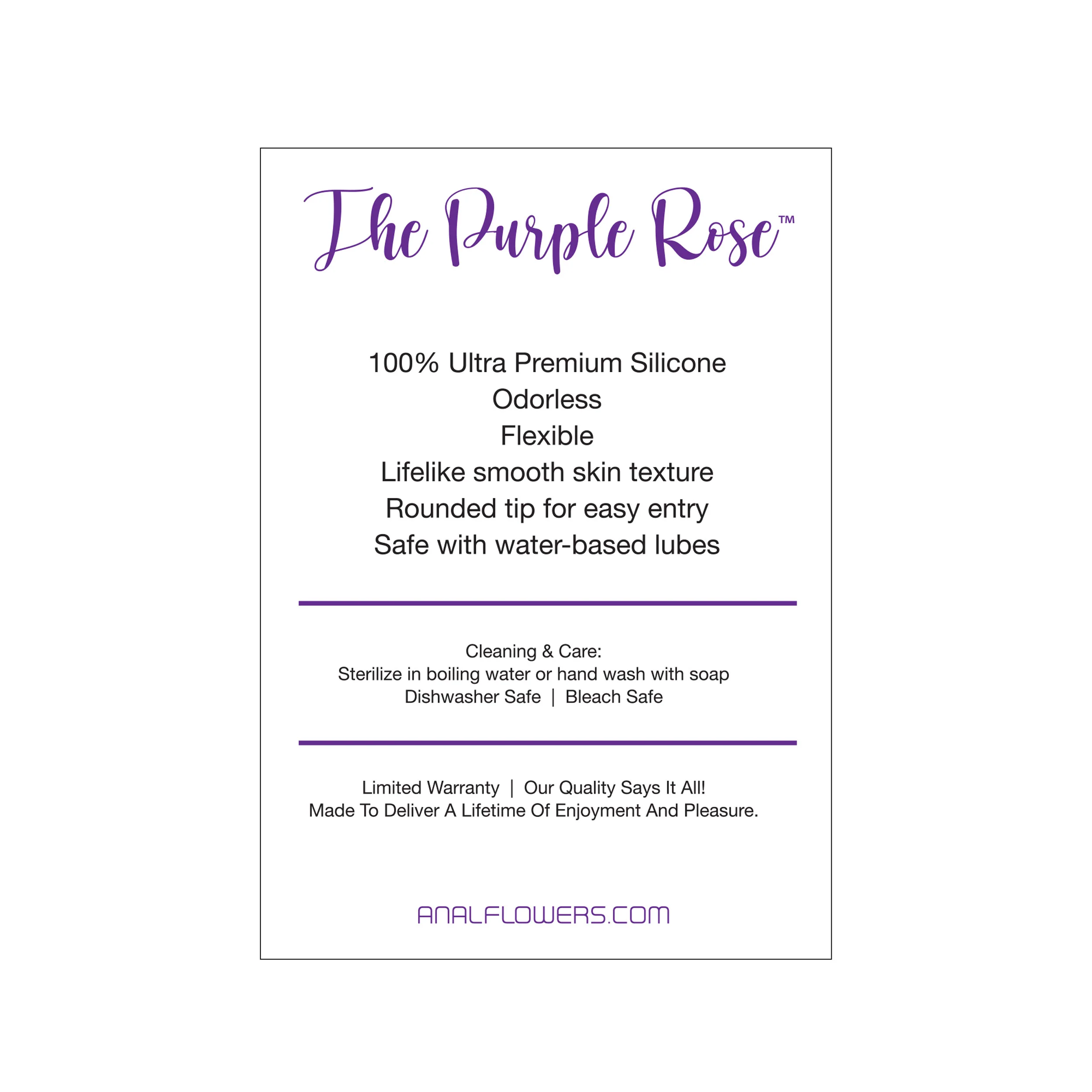 Purple Rose Silicone Butt Plug
