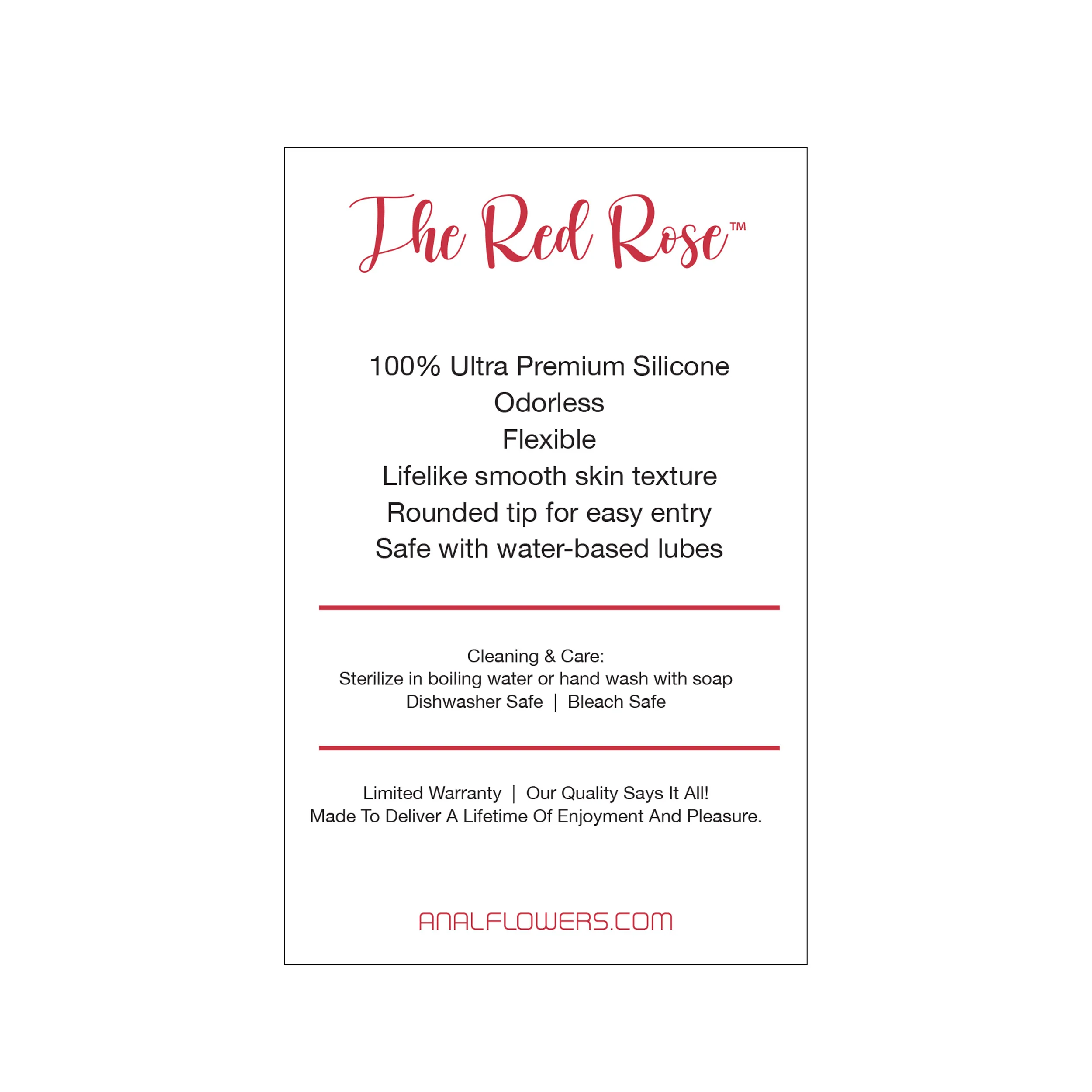 Red Rose Silicone Butt Plug
