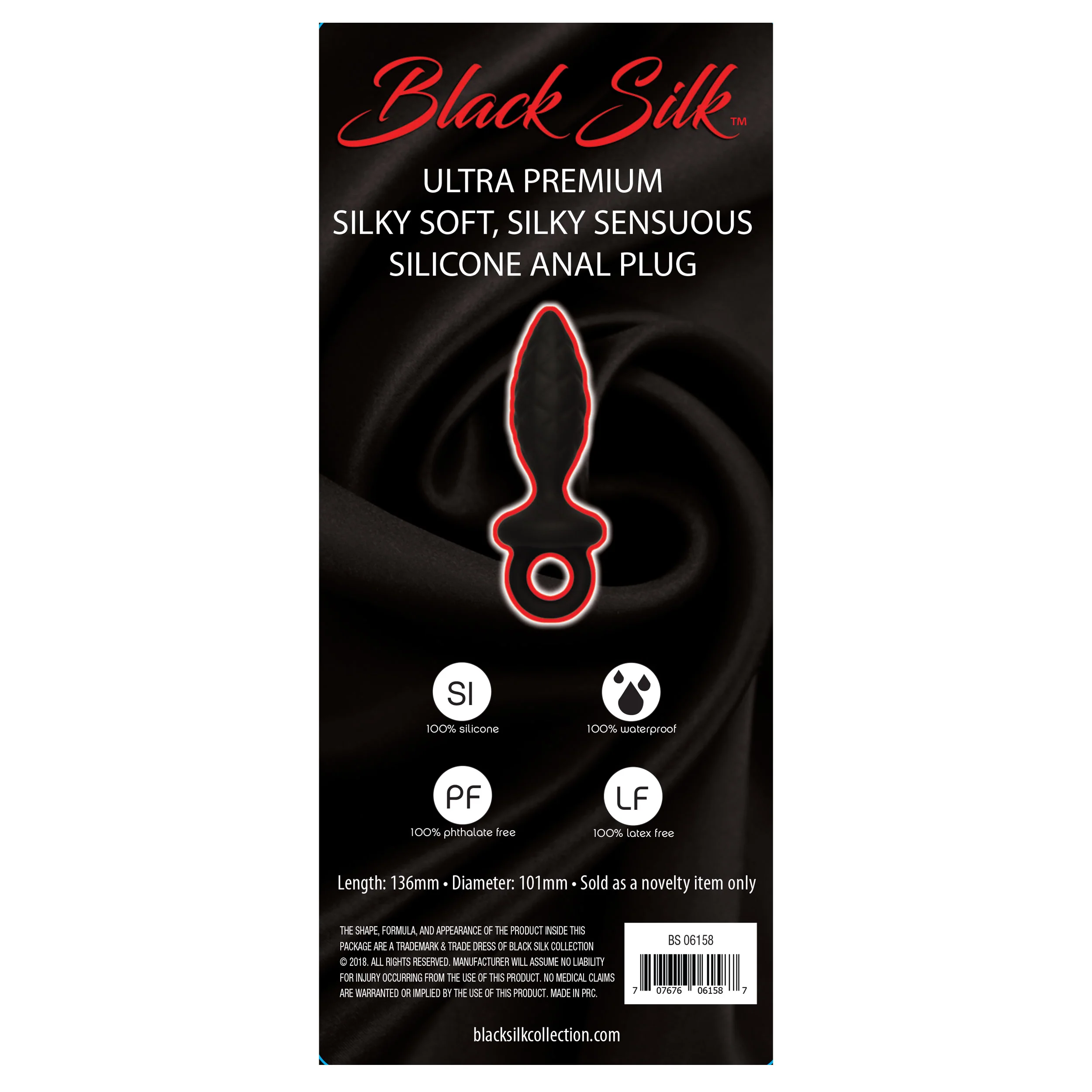 Black Silk Medium Anal Plug